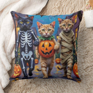 Siamese Cats Trick-or-Treating Halloween Costumes Cushion