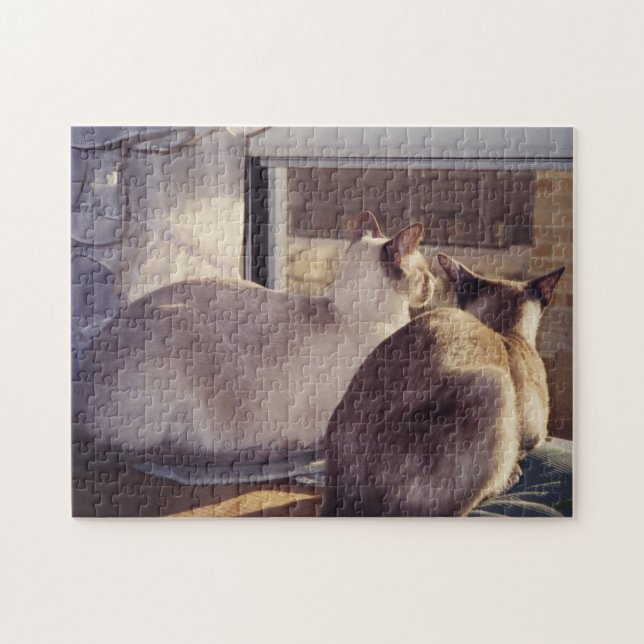 Siamese Cats Two at Window (2) Jigsaw Puzzle (Horizontal)