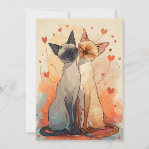 Siamese cats Valentine's day  Holiday Card