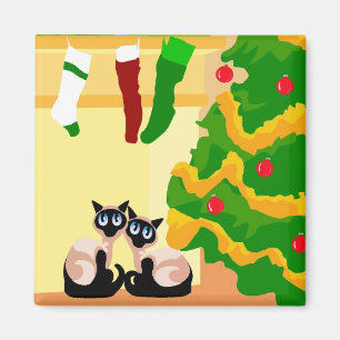Siamese Christmas Magnet