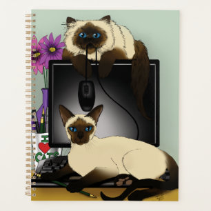 Siamese Computer Cats Mischief Planner
