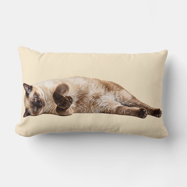 Siamese Cozy Cat Lumbar Cushion (Front)