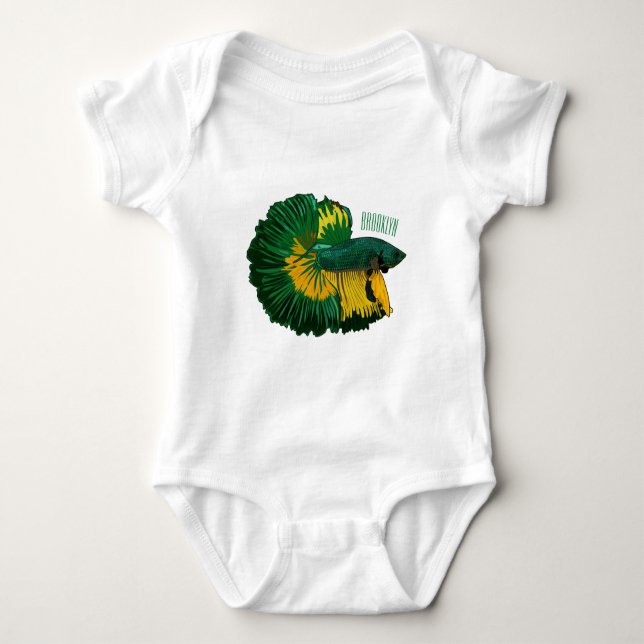 Siamese fighting fish cartoon illustration baby bodysuit (Front)