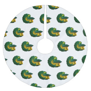 Siamese fighting fish cartoon illustration brushed polyester tree skirt