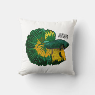 Siamese fighting fish cartoon illustration cushion