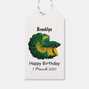 Siamese fighting fish cartoon illustration gift tags