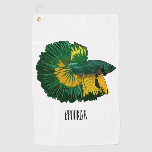 Siamese fighting fish cartoon illustration golf towel (Front)