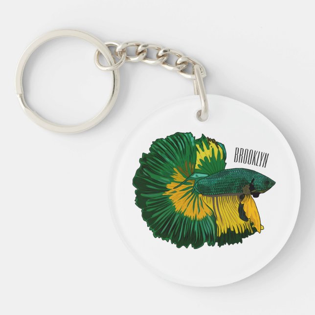 Siamese fighting fish cartoon illustration key ring (Front)