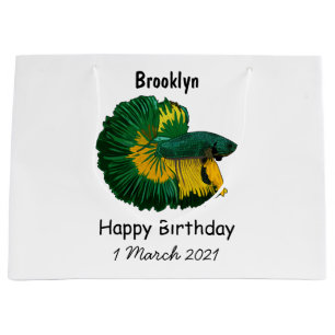 Siamese fighting fish cartoon illustration large gift bag