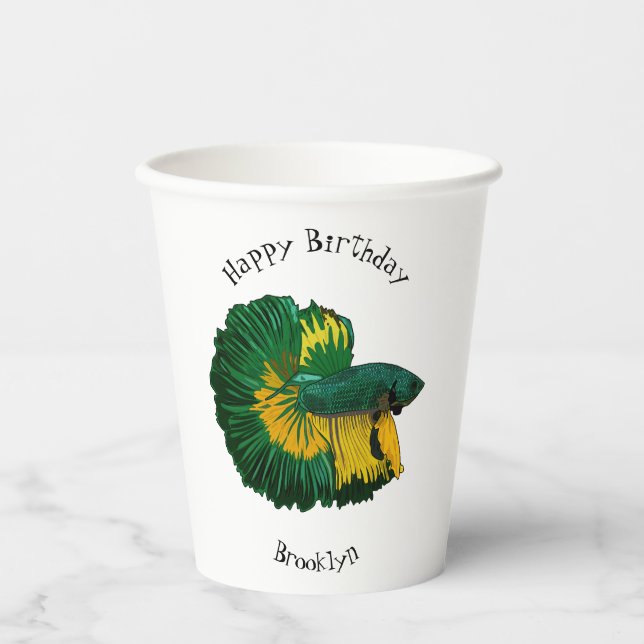 Siamese fighting fish cartoon illustration paper cups (Front)