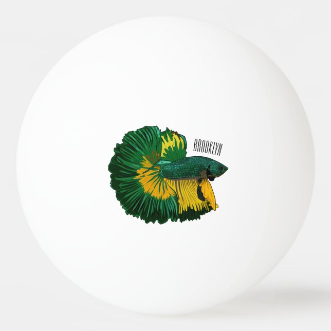 Siamese fighting fish cartoon illustration ping pong ball (Front)