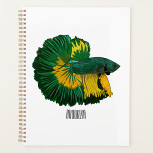 Siamese fighting fish cartoon illustration planner