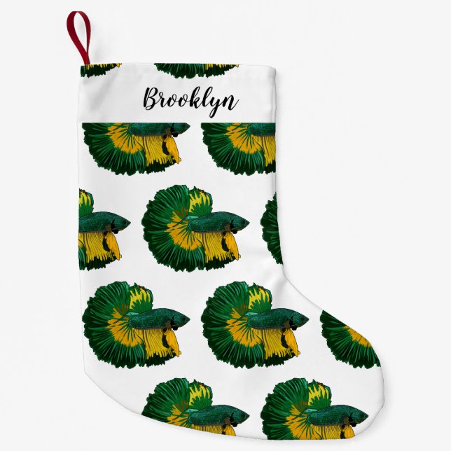 Siamese fighting fish cartoon illustration small christmas stocking (Front)