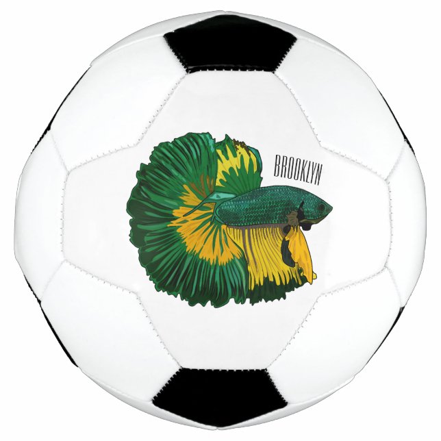 Siamese fighting fish cartoon illustration soccer ball (Front)