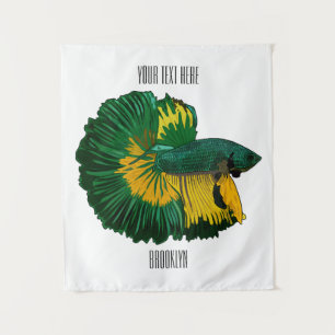 Siamese fighting fish cartoon illustration tapestry