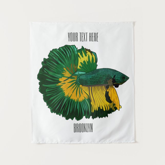Siamese fighting fish cartoon illustration tapestry (Front)