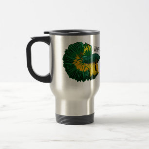 Siamese fighting fish cartoon illustration travel mug
