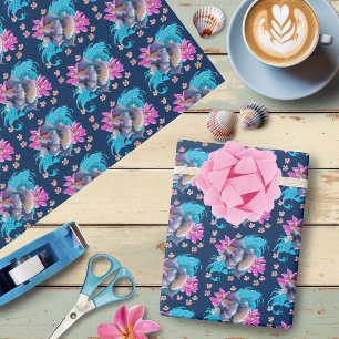 Siamese Fighting Fish Floral Wrapping Paper