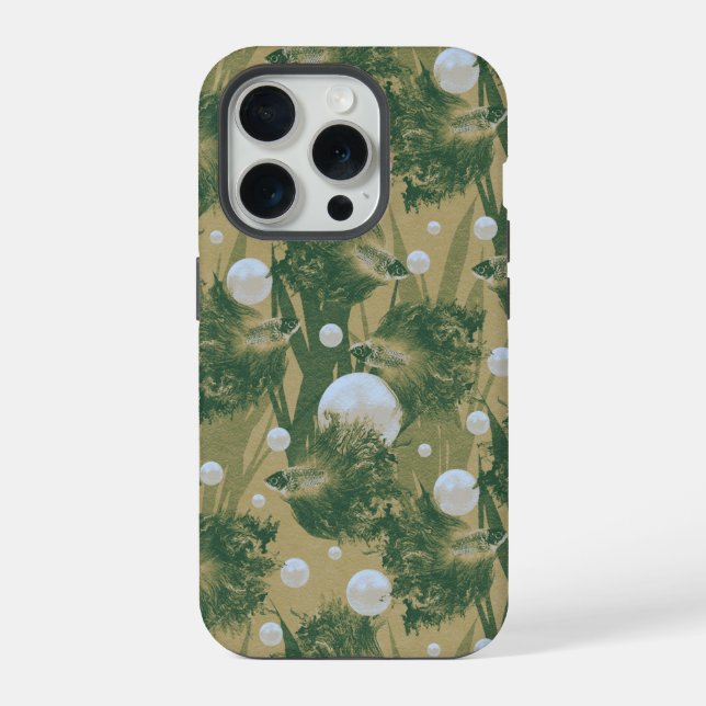 Siamese fighting fish green  iPhone case (Back)