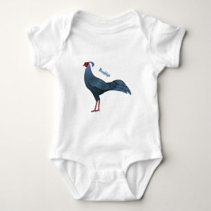 Siamese fireback bird cartoon illustration baby bodysuit
