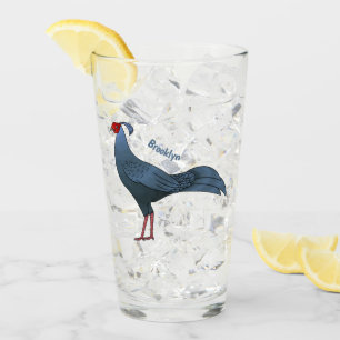 Siamese fireback bird cartoon illustration glass