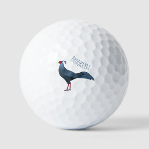 Siamese fireback bird cartoon illustration golf balls