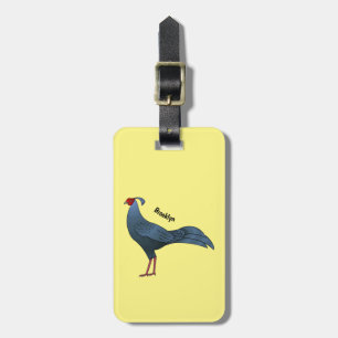 Siamese fireback bird cartoon illustration luggage tag