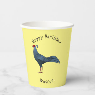 Siamese fireback bird cartoon illustration paper cups