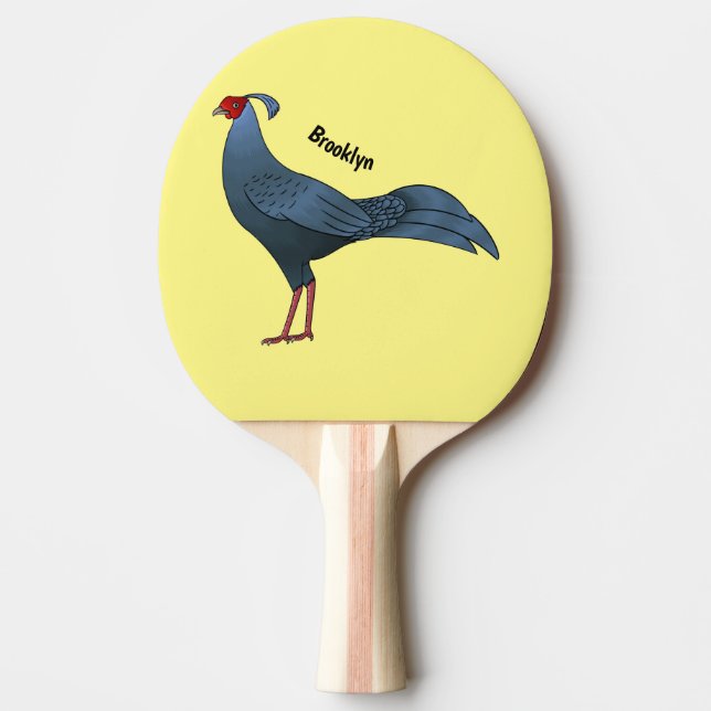 Siamese fireback bird cartoon illustration  ping pong paddle (Front)