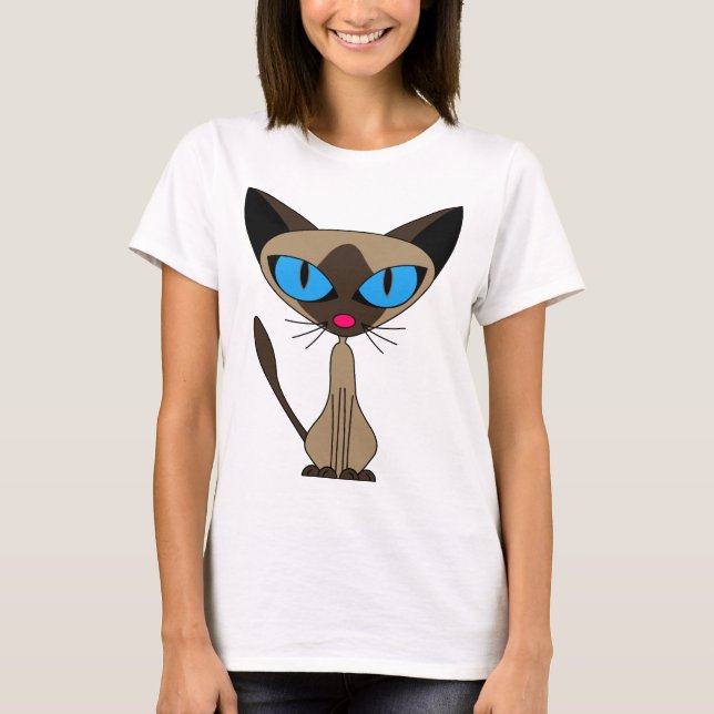 Siamese If You Please  - Cartoon Siamese Cat T-Shirt (Front)