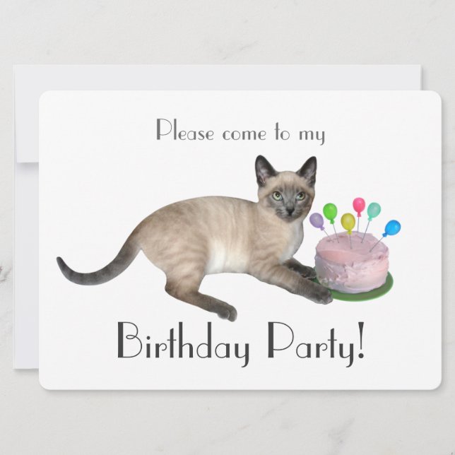 Siamese Kitten Birthday Party Invitation (Front)