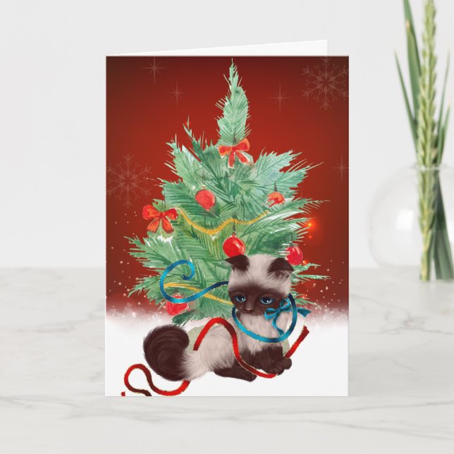 Siamese Kitten Christmas Card (Front)