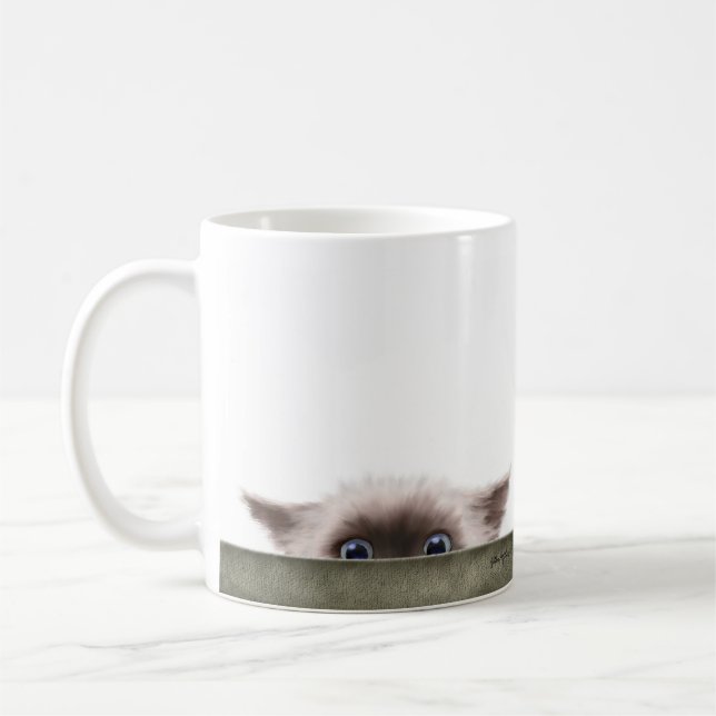 Siamese Kitten Stalking You Cartoon Coffee Mug (Left)