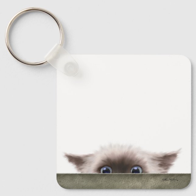 Siamese Kitten Stalking You Cartoon Key Ring (Front)