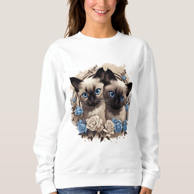 Siamese Kittens Sweatshirt For Cat Lovers (Front)