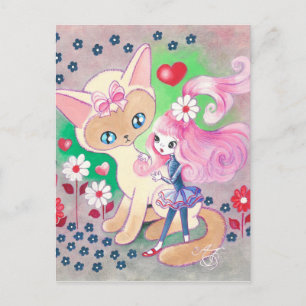 Siamese Kitty Love Fun Postcard