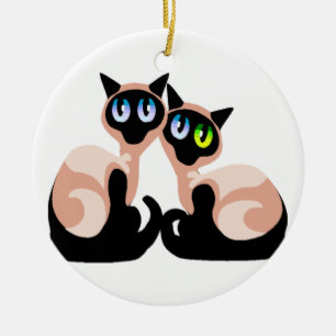 Siamese Love Ceramic Tree Decoration