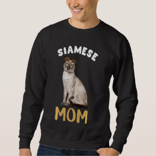 Siamese Mum Mama Cat  Owner Leopard Print Kitty Ki Sweatshirt