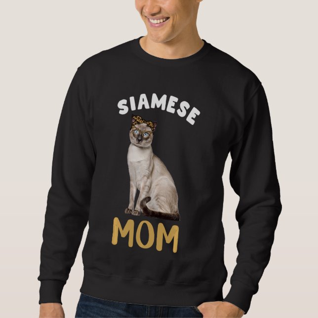 Siamese Mum Mama Cat  Owner Leopard Print Kitty Ki Sweatshirt (Front)