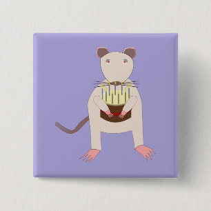 Siamese Rat with Birthday Cake 15 Cm Square Badge