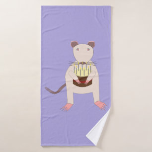 Siamese Rat with Birthday Cake Bath Towel