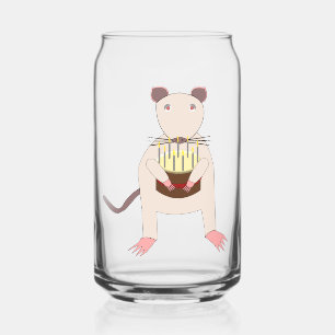 Siamese Rat with Birthday Cake Can Glass