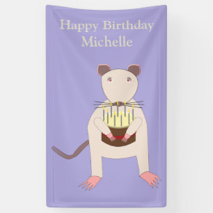 Siamese Rat with Birthday Cake Custom Banner