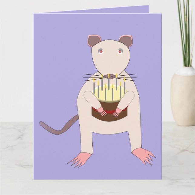 Siamese Rat with Birthday Cake Custom Card (Front)