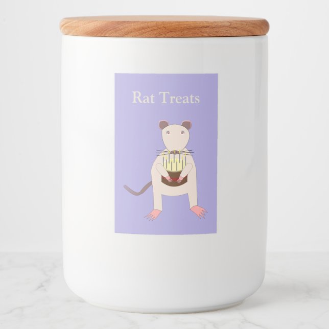 Siamese Rat with Birthday Cake Custom Food Label (Front)