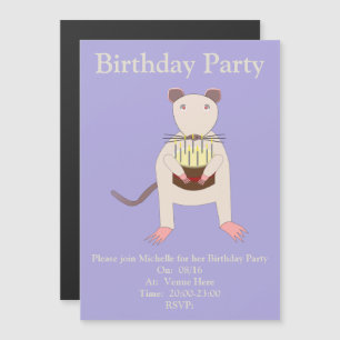 Siamese Rat with Birthday Cake Custom Magnetic Invitation