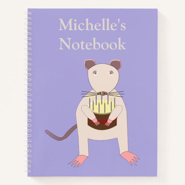 Siamese Rat with Birthday Cake Custom Notebook (Front)