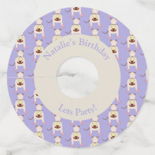 Siamese Rat with Birthday Cake Custom Wine Glass Tag