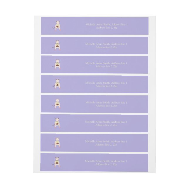 Siamese Rat with Birthday Cake Custom Wraparound Address Label (Sheet)