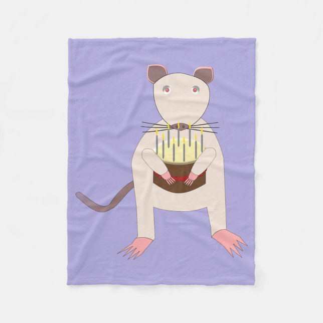 Siamese Rat with Birthday Cake Fleece Blanket (Front)